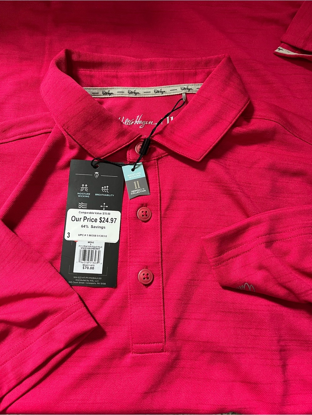 Walter Hagen Hot Pink Short Sleeve Polo Shirt